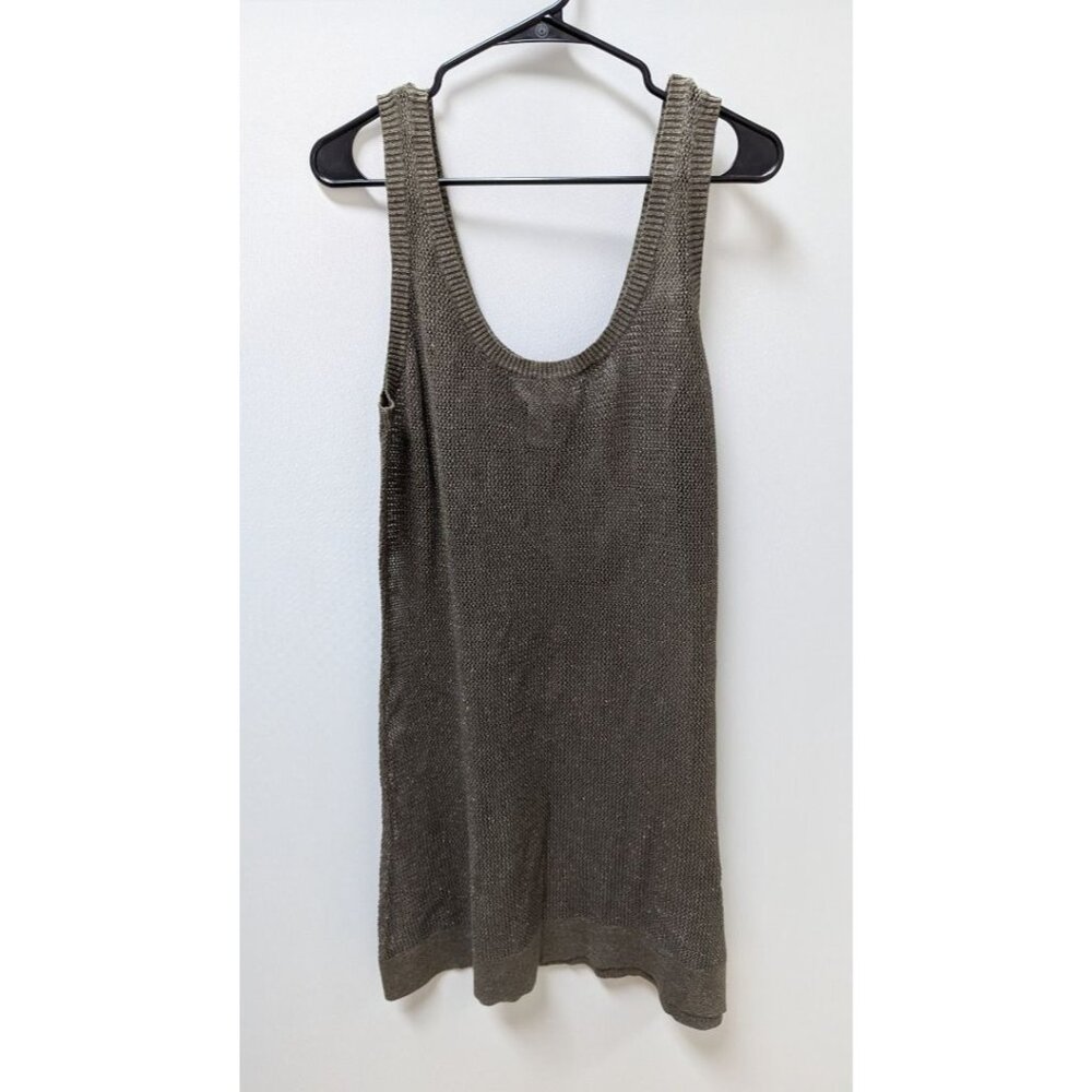 Nine West Woman Dark Grey Metallic Sheer Knit Coverup Dress